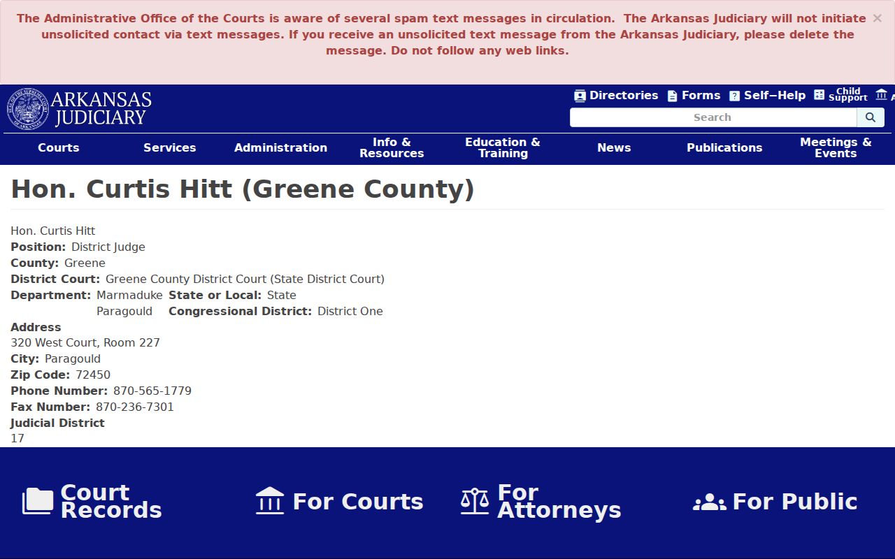 Greene County court calendar departments and District Judge profile