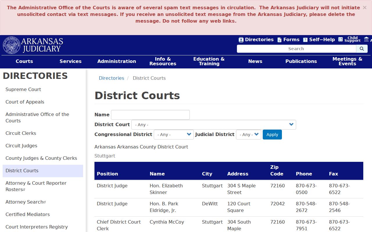 Greene County District Court calendar directory