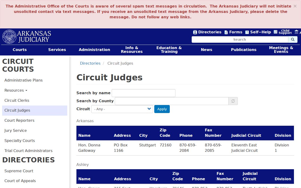Second Circuit contacts for the Greene County court calendar