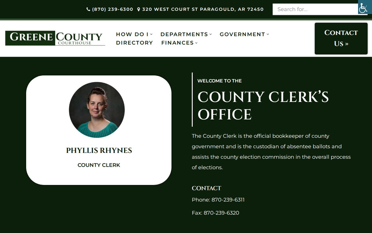 Greene County civil court docket and County Clerk probate duties
