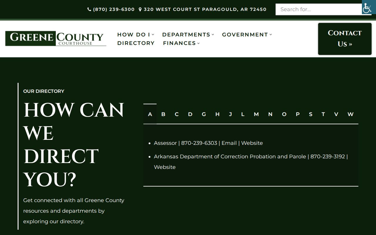 Greene County criminal court docket and Drug Court directory