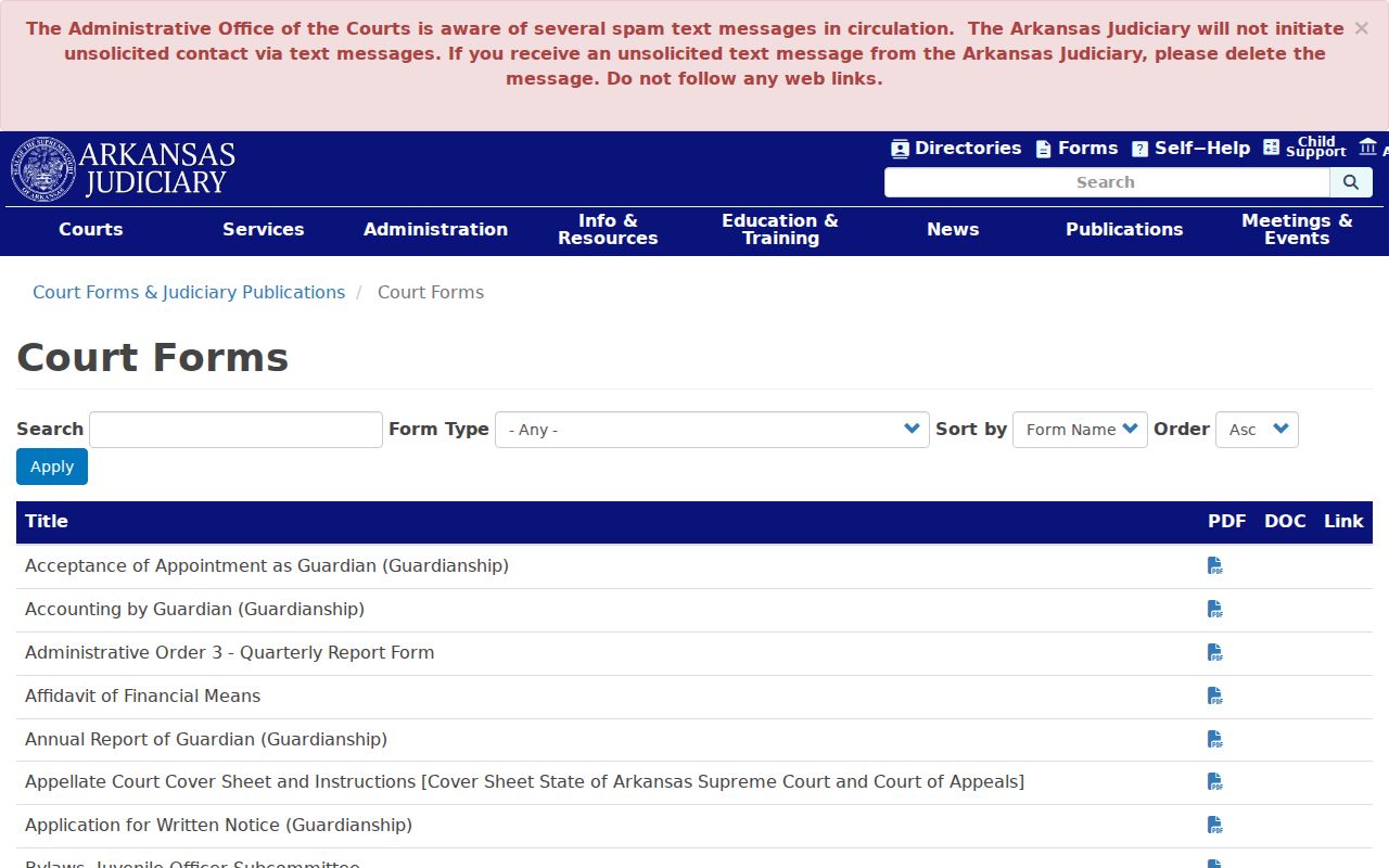 Official Arkansas forms used in Greene County criminal court dockets