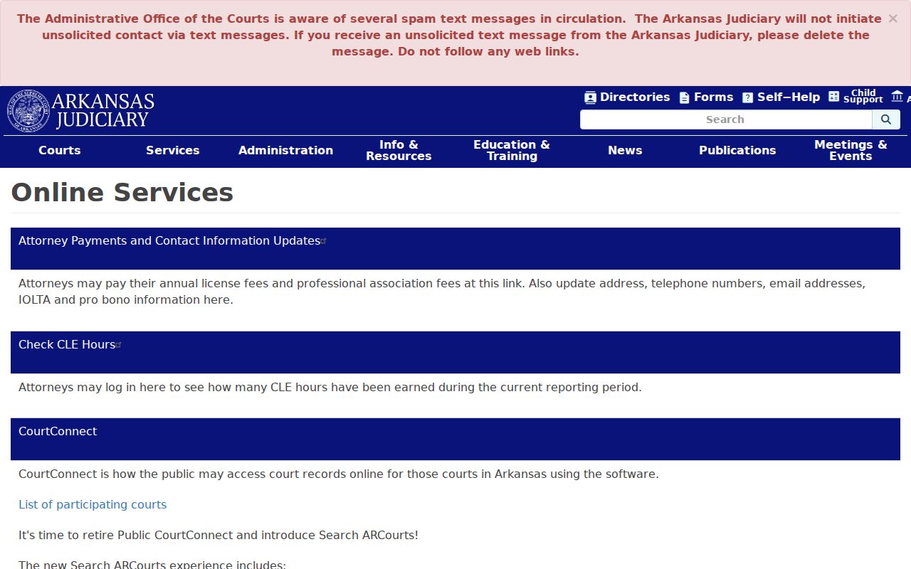 Arkansas online services used for Greene County case search routing