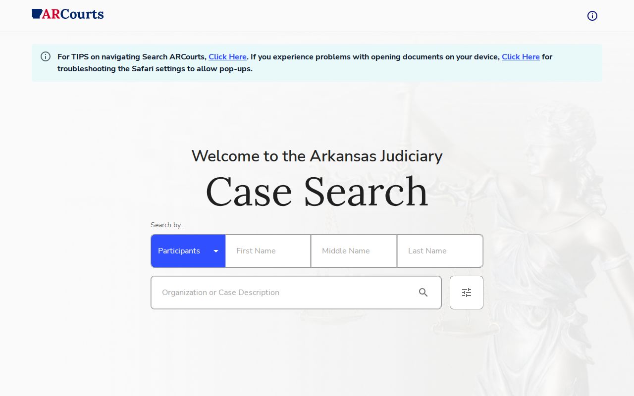 Search ARCourts interface for a Greene County case search